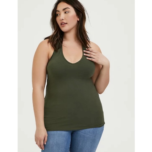 TORRID OLIVE GREEN FOXY HALTER TOP - Picture 1 of 5